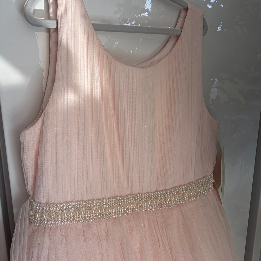 American Princess Light Pink Tiered Tulle Dress with Rhinestone Waist - Picture 5 of 5